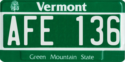 VT license plate AFE136