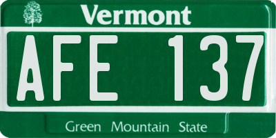 VT license plate AFE137