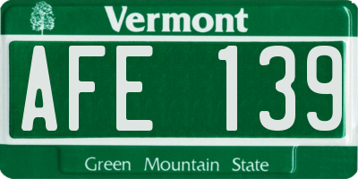 VT license plate AFE139