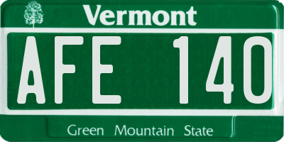 VT license plate AFE140