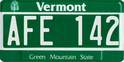 VT license plate AFE142