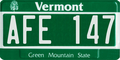 VT license plate AFE147