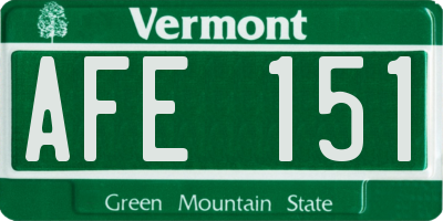 VT license plate AFE151