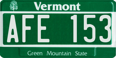 VT license plate AFE153