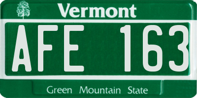 VT license plate AFE163