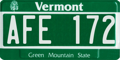 VT license plate AFE172