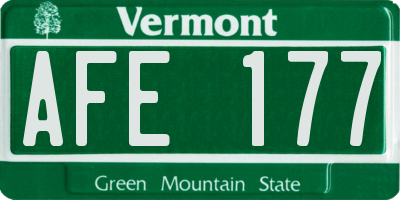 VT license plate AFE177