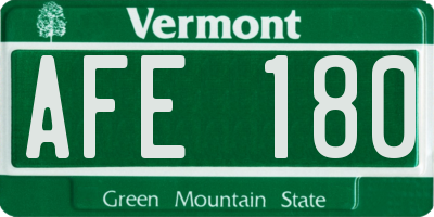 VT license plate AFE180