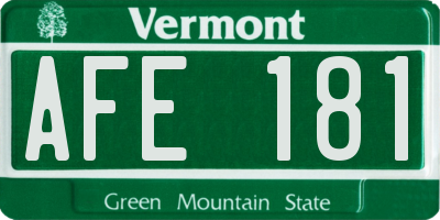 VT license plate AFE181