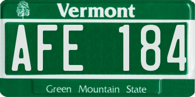 VT license plate AFE184