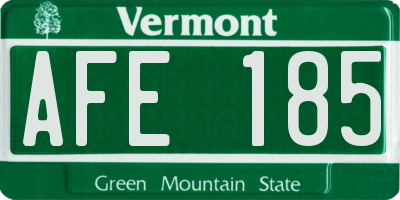 VT license plate AFE185