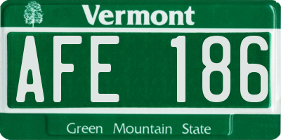 VT license plate AFE186