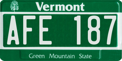VT license plate AFE187