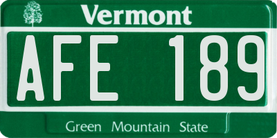 VT license plate AFE189
