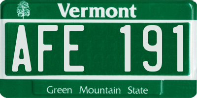 VT license plate AFE191