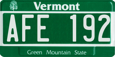 VT license plate AFE192