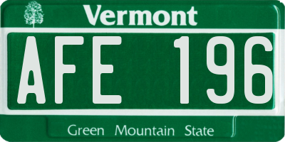 VT license plate AFE196
