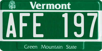 VT license plate AFE197