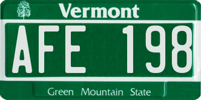VT license plate AFE198