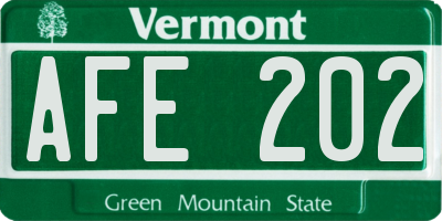 VT license plate AFE202