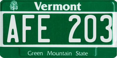 VT license plate AFE203