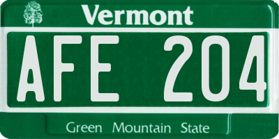 VT license plate AFE204