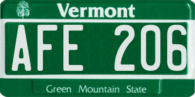 VT license plate AFE206
