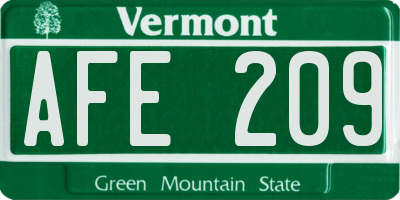 VT license plate AFE209