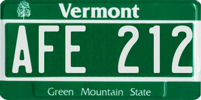 VT license plate AFE212