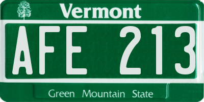 VT license plate AFE213