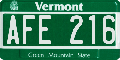 VT license plate AFE216