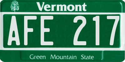 VT license plate AFE217