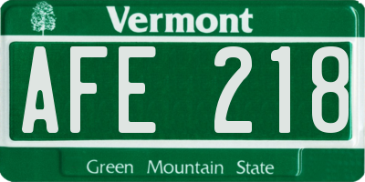 VT license plate AFE218