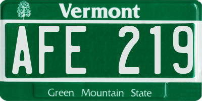 VT license plate AFE219