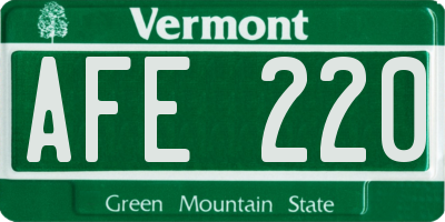 VT license plate AFE220