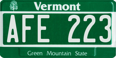 VT license plate AFE223