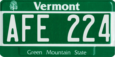 VT license plate AFE224