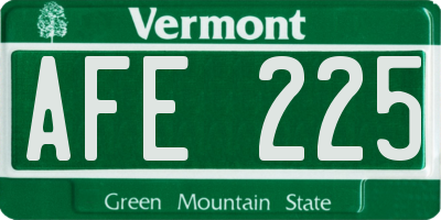 VT license plate AFE225