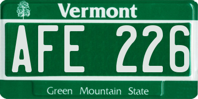 VT license plate AFE226