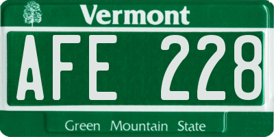 VT license plate AFE228