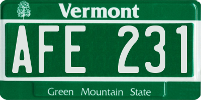 VT license plate AFE231