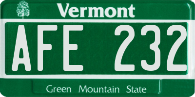 VT license plate AFE232