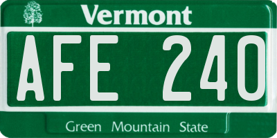 VT license plate AFE240