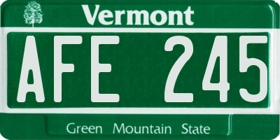 VT license plate AFE245