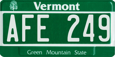 VT license plate AFE249