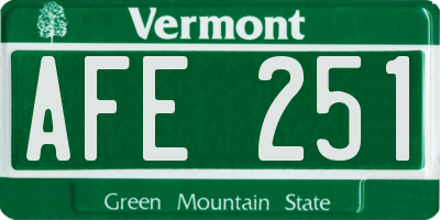 VT license plate AFE251