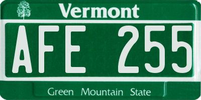 VT license plate AFE255