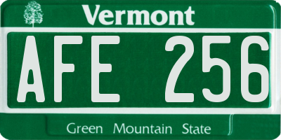 VT license plate AFE256