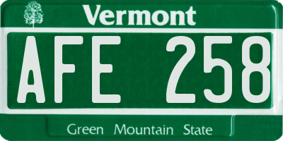 VT license plate AFE258