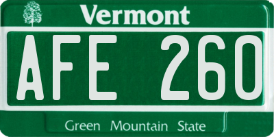 VT license plate AFE260